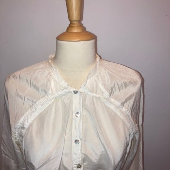 KA 7 Off-White Longsleeve Button Shirt Tunic - Picture 5 of 11